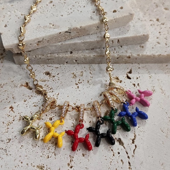 1pcs Bj Gold Metallic Ballon Dog Pop Art Charm Pendant - Picture 10 of 16